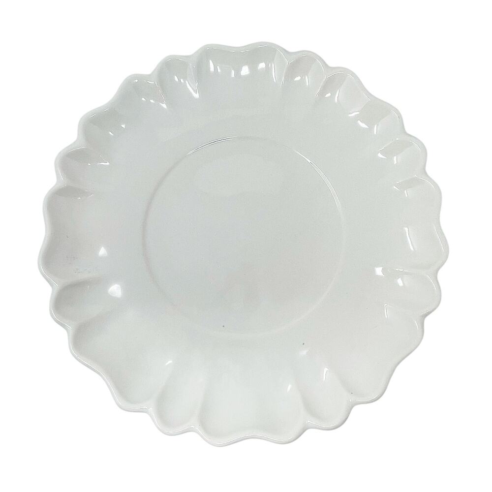 Vintage White Scalloped Edge Platter Serving Plate USA Made 12" Bridal‎ Garden